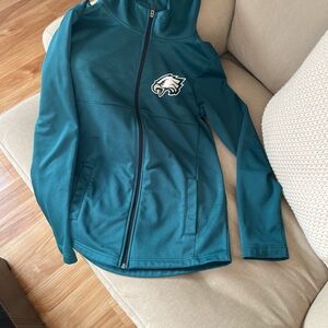 Teal Zip-Up Hoodie with Eagle Logo